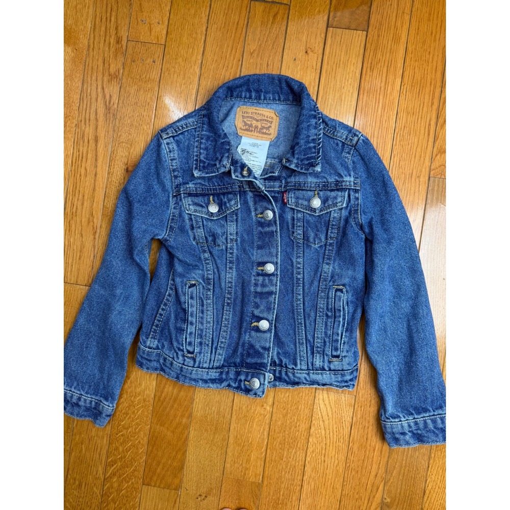 Levis Kids Medium Wash Blue Denim Trucker Jacket Size 6‎